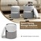 Set of 2 Stackable Velvet/Linen Storage Ottomans with Reversible Tabletop Lid